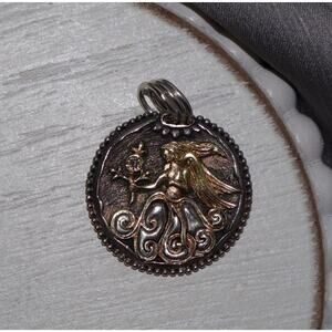 Konstantino Sterling Silver & 18k Y.G Virgo Diamond Pendant 10.37G / 1.2in